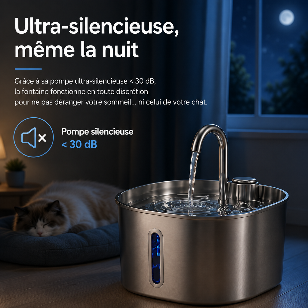 Fontaine à Eau pour Chat avec Filtre et Pompe Silencieuse
