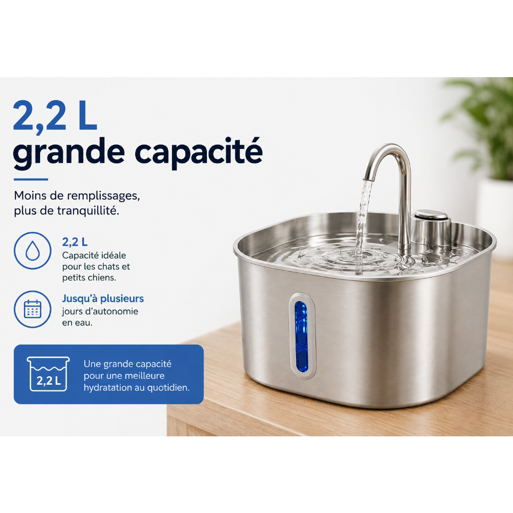 Fontaine à Eau pour Chat avec Filtre et Pompe Silencieuse