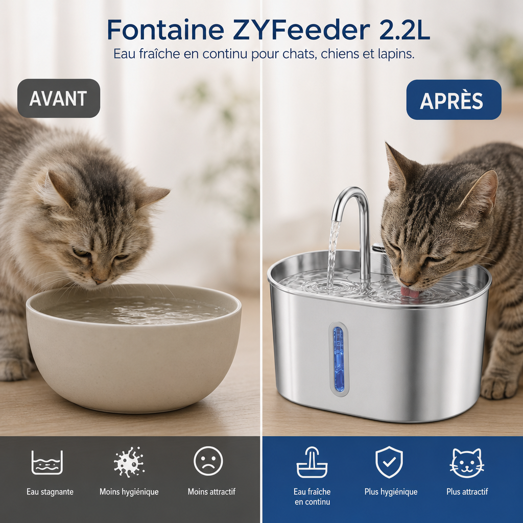 Fontaine à Eau pour Chat avec Filtre et Pompe Silencieuse